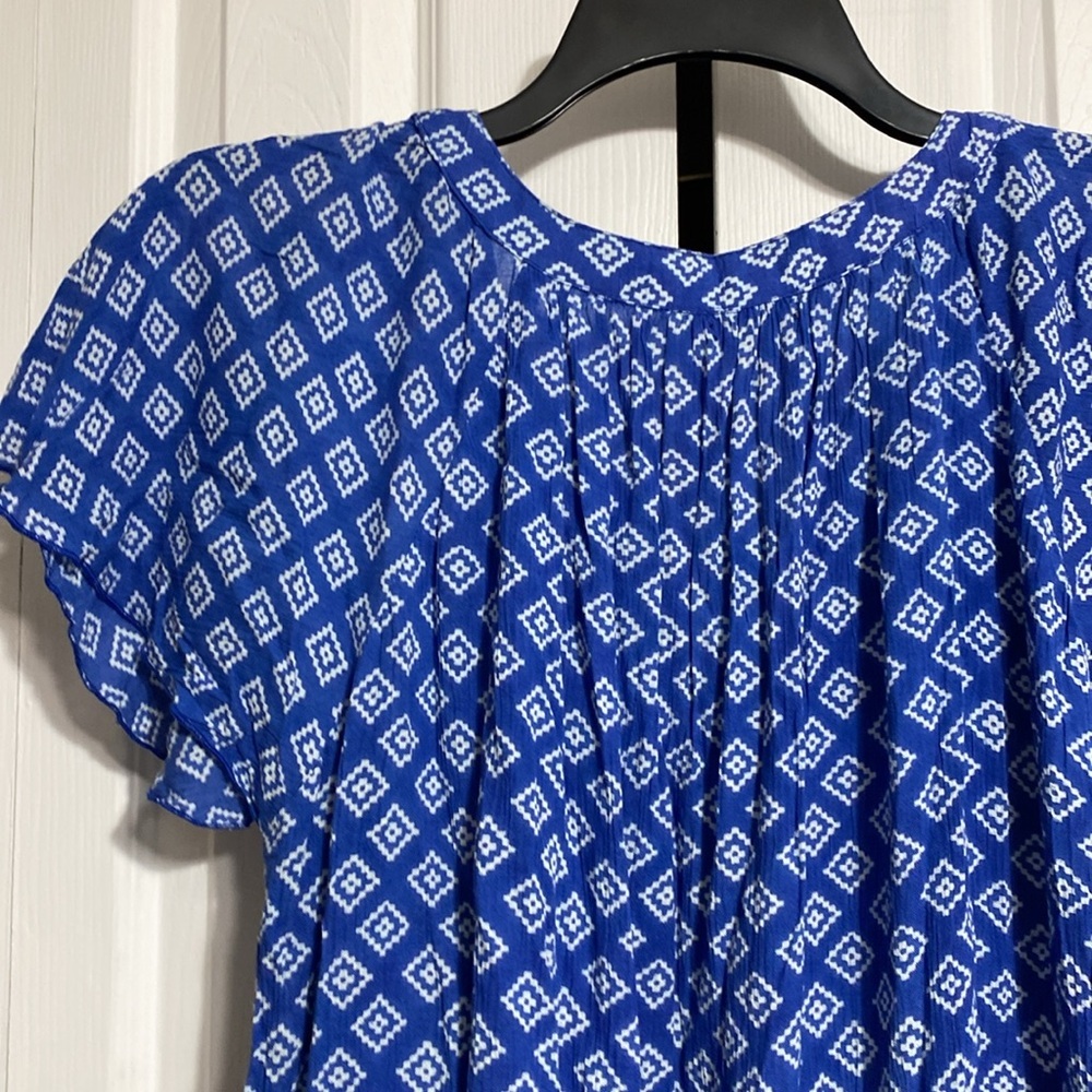 CUTE Hannah lightweight blue v-neck gauze lace detail smock top shirt blouse PXL - Picture 8 of 12